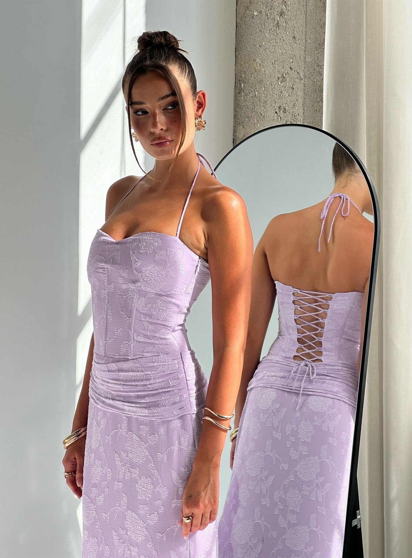 Love From Portofino Corset Maxi Dress Lilac