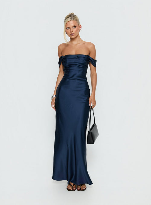 Azura Off The Shoulder Maxi Dress Navy