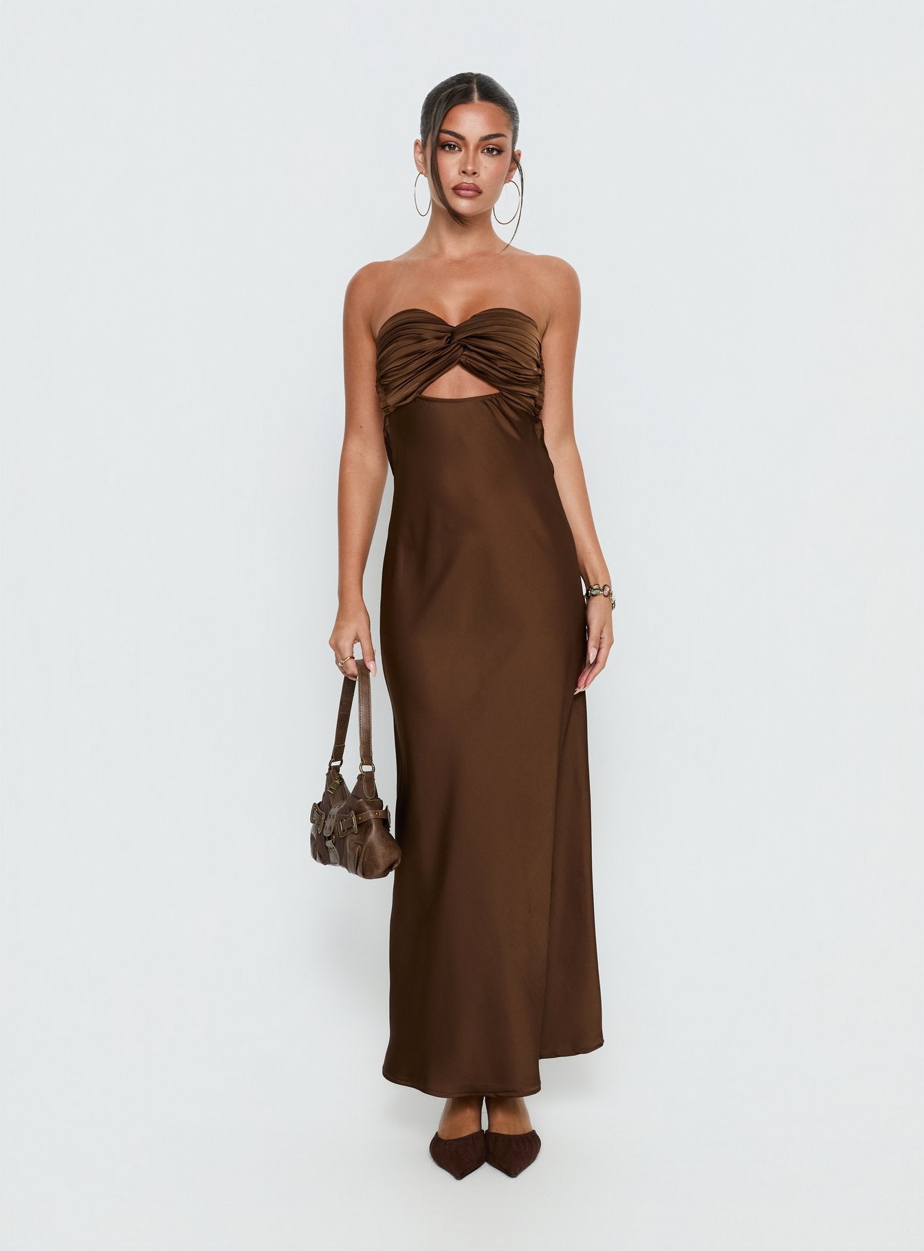 Faviola Strapless Maxi Dress Chocolate
