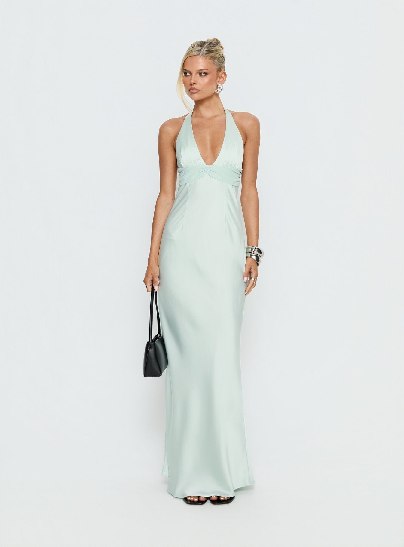 Odyssa Halter Maxi Dress Mint Green