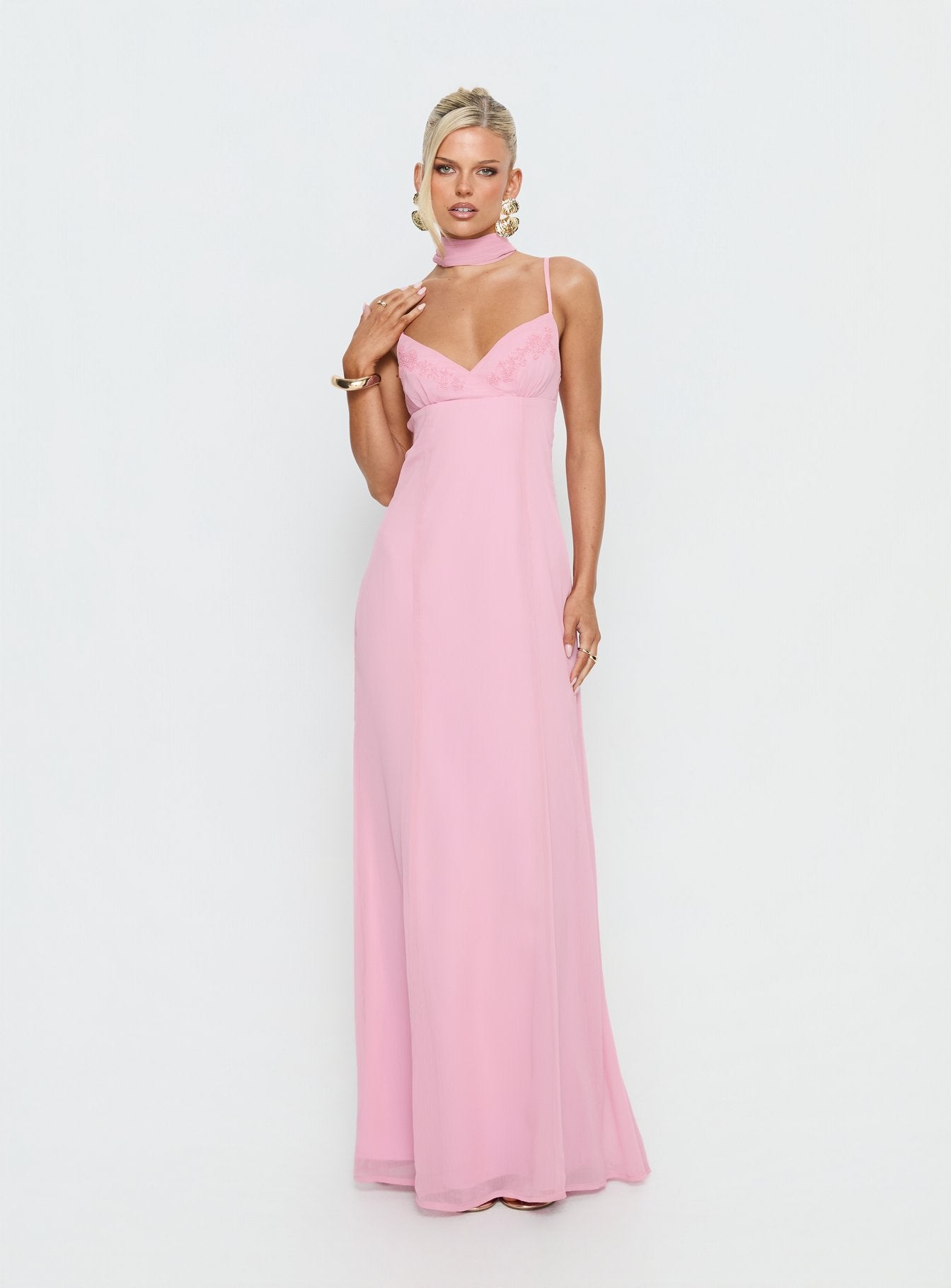 Jadira Scarf Maxi Dress Light Pink