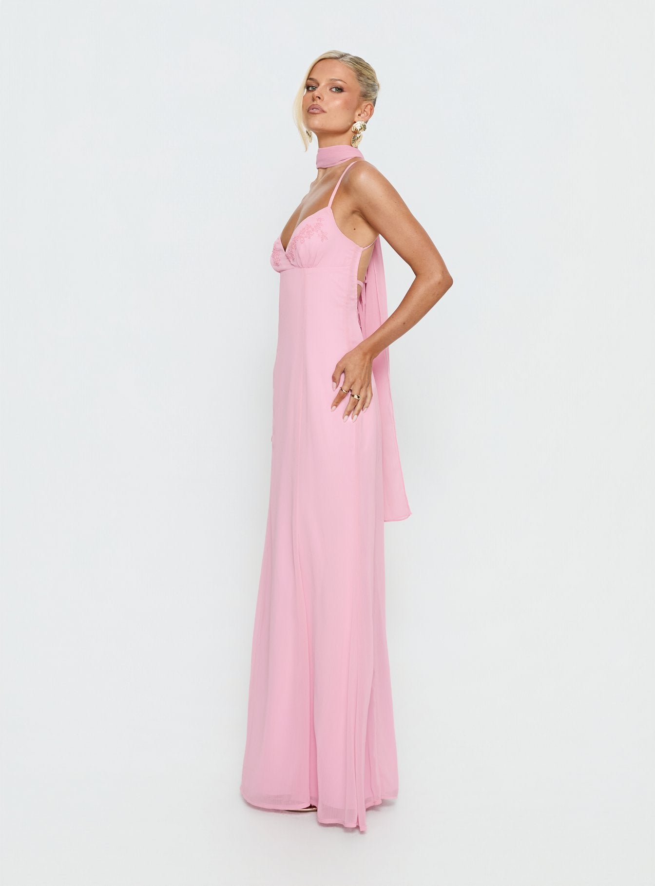 Jadira Scarf Maxi Dress Light Pink