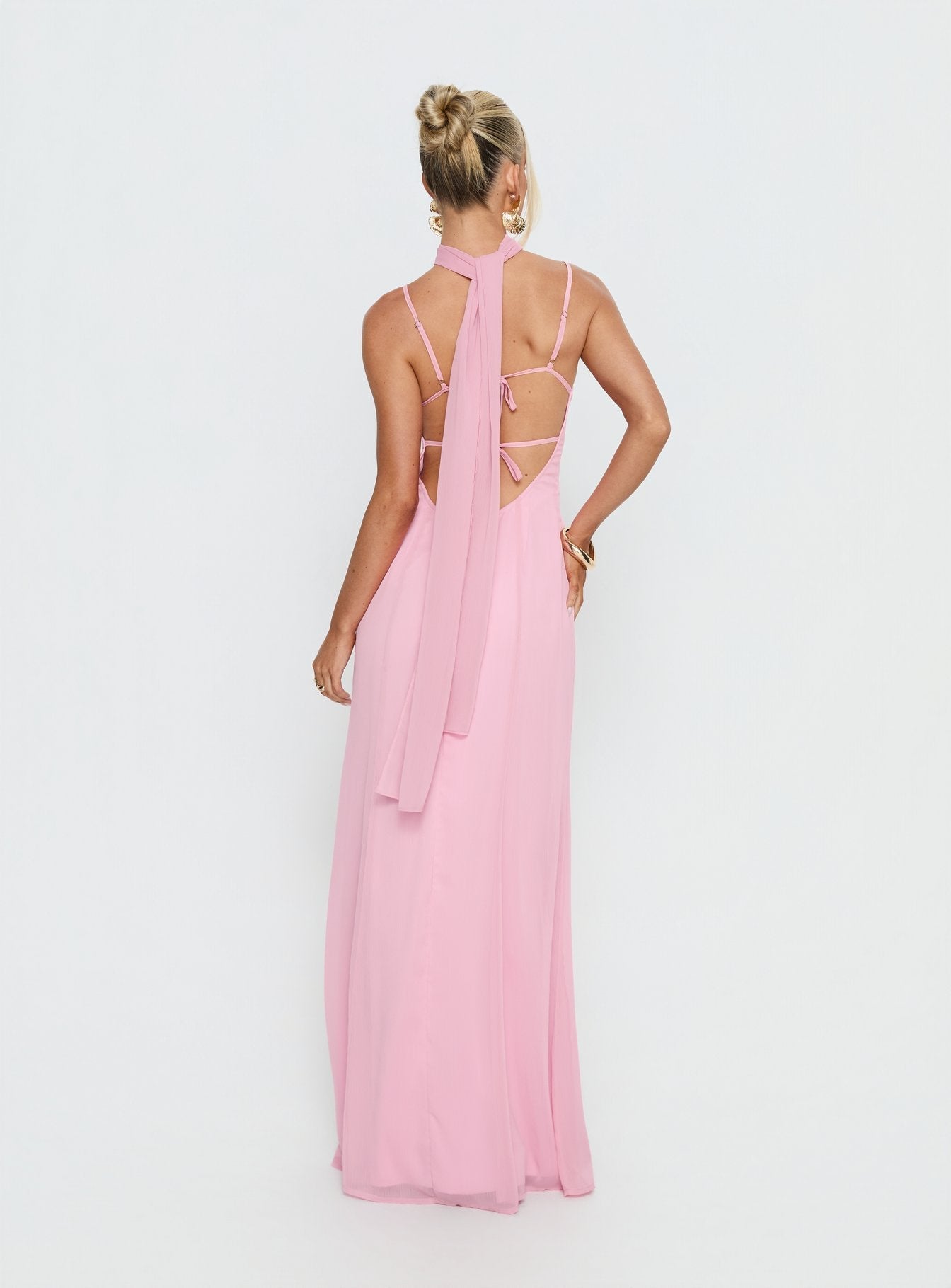 Jadira Scarf Maxi Dress Light Pink